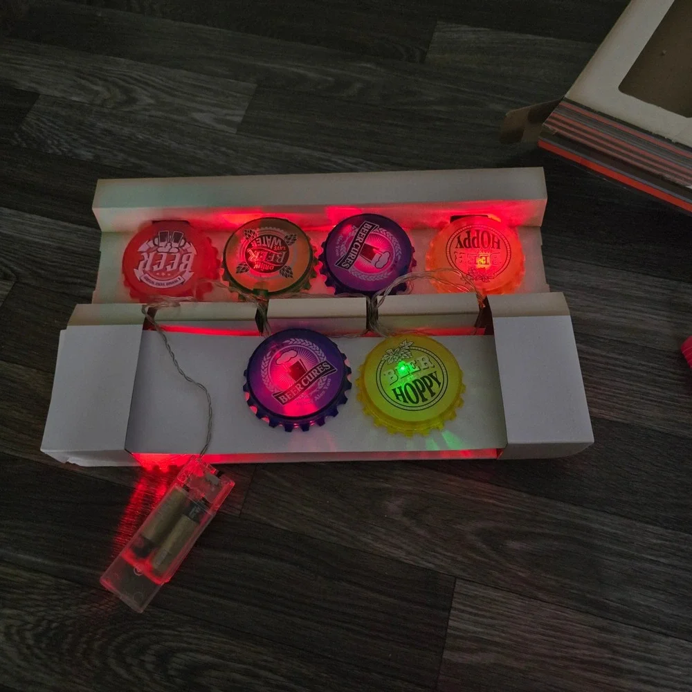 Wemco Bottle Cap String Lights 10LED Battery Operated Beer Bar Decor‎ Man Cave